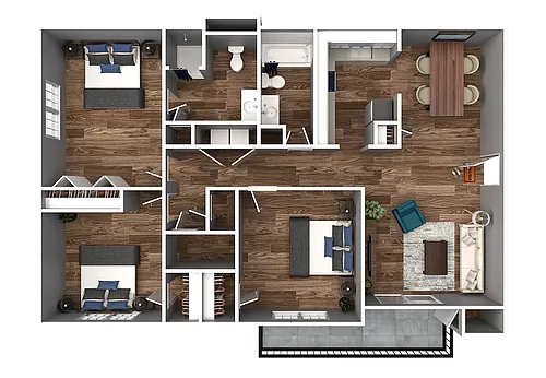 Floor plan 3 Bedroom 2 Bath