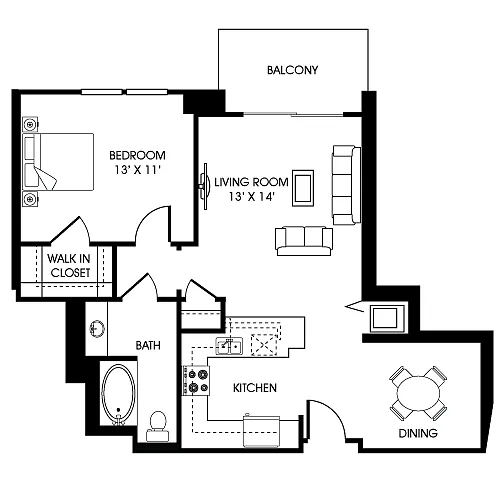 Floor plan 1 Bedroom 1 Bathroom