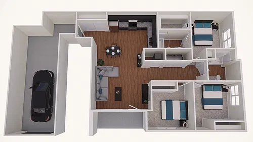 Floor plan 3 Bed - 2 Bath - Attached Garage