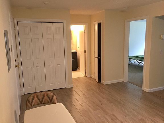 Closet in kitchen. Pantry or linen closet.