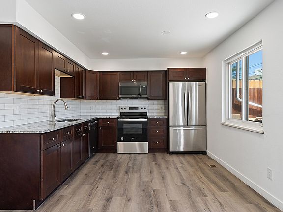 Wood cabinets and granite countertops!