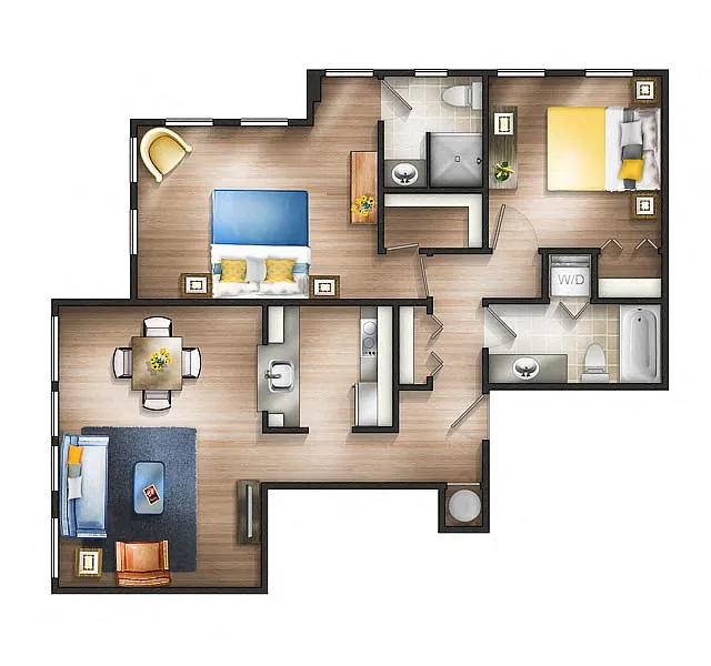 Floor plan 2 Bedroom 2i 21