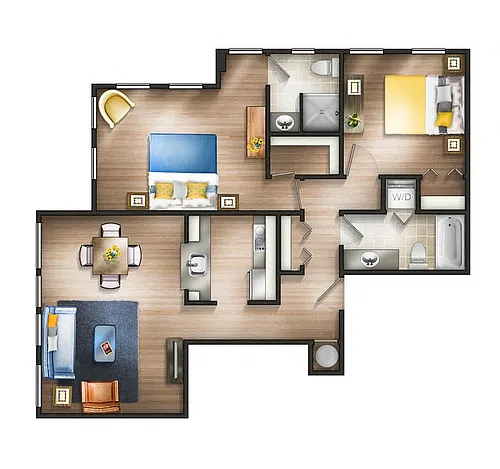 Floor plan 2 Bedroom 2i 21