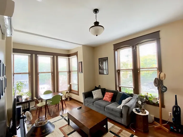 The bright and spacious living and dining area