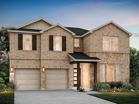 The Albany, a two-story home with 2-car garage, shown with Home Exterior 34