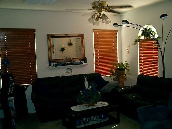 LIVING ROOM , WOOD BLINDS