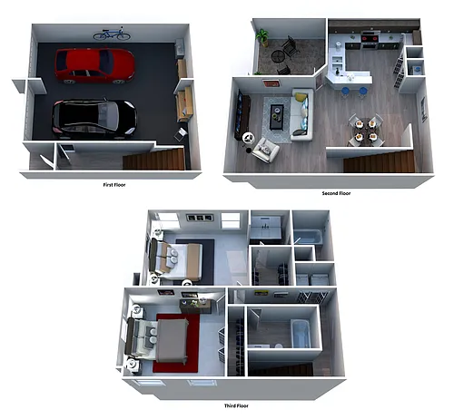 Floor plan B2 - Townhome with Private Garage