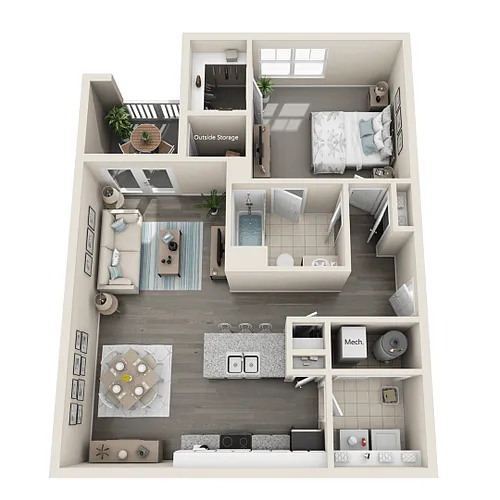 Floor plan 1 Bedroom 1 Bathroom