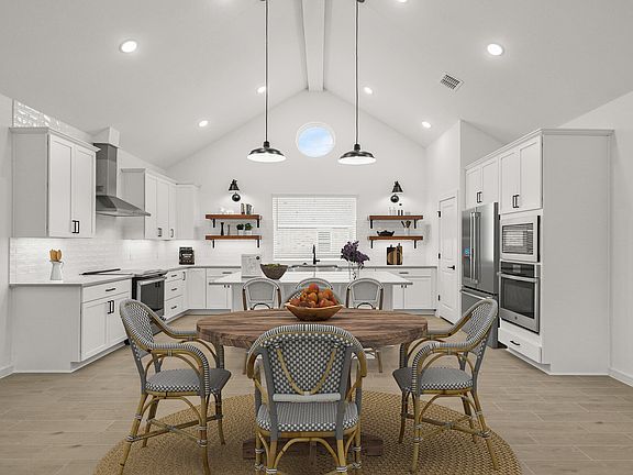 Kitchen with pendant lighting