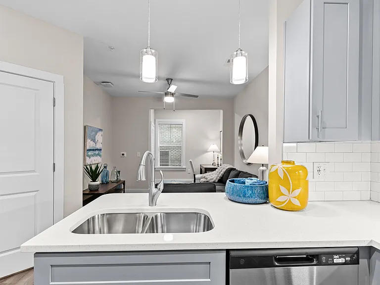 Active Adult kitchen with a stainless steel sink