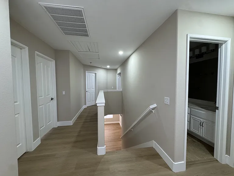 upstairs: 4 bedrooms and 2 full bathrooms