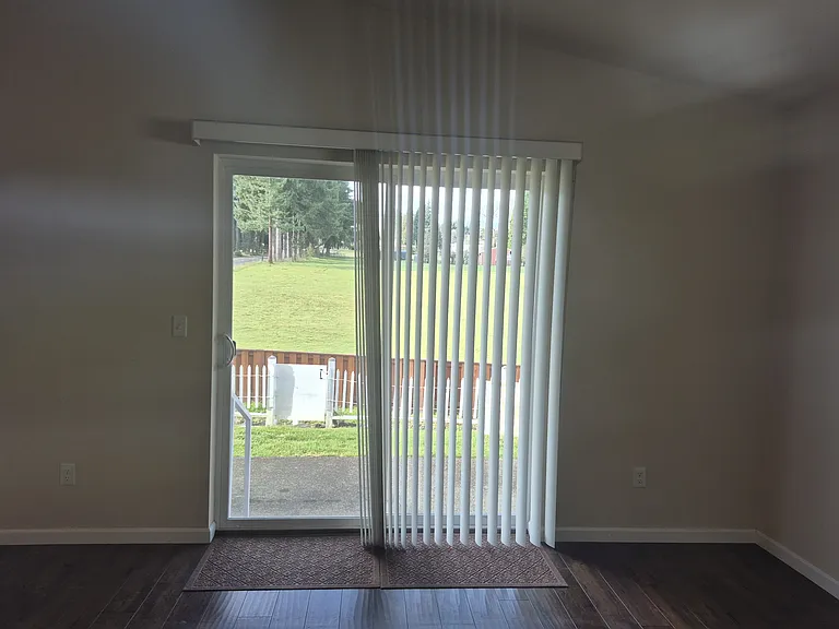 Sliding door from dining room to back patio.