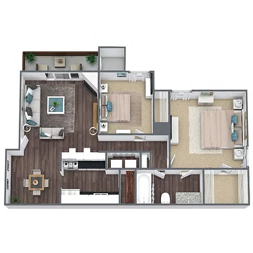 Floor plan B1: 2 Bed 1 Bath