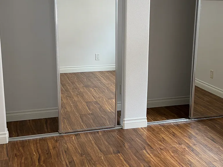 Bedroom with double closets.