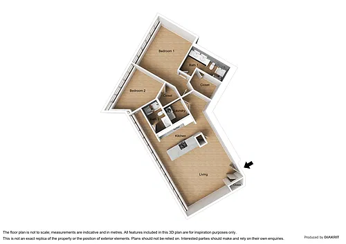 Floor plan West - 2 Bed, 2 Bath