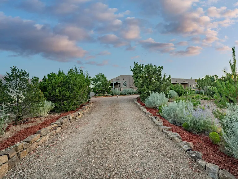 Entry driveway to hilltop site