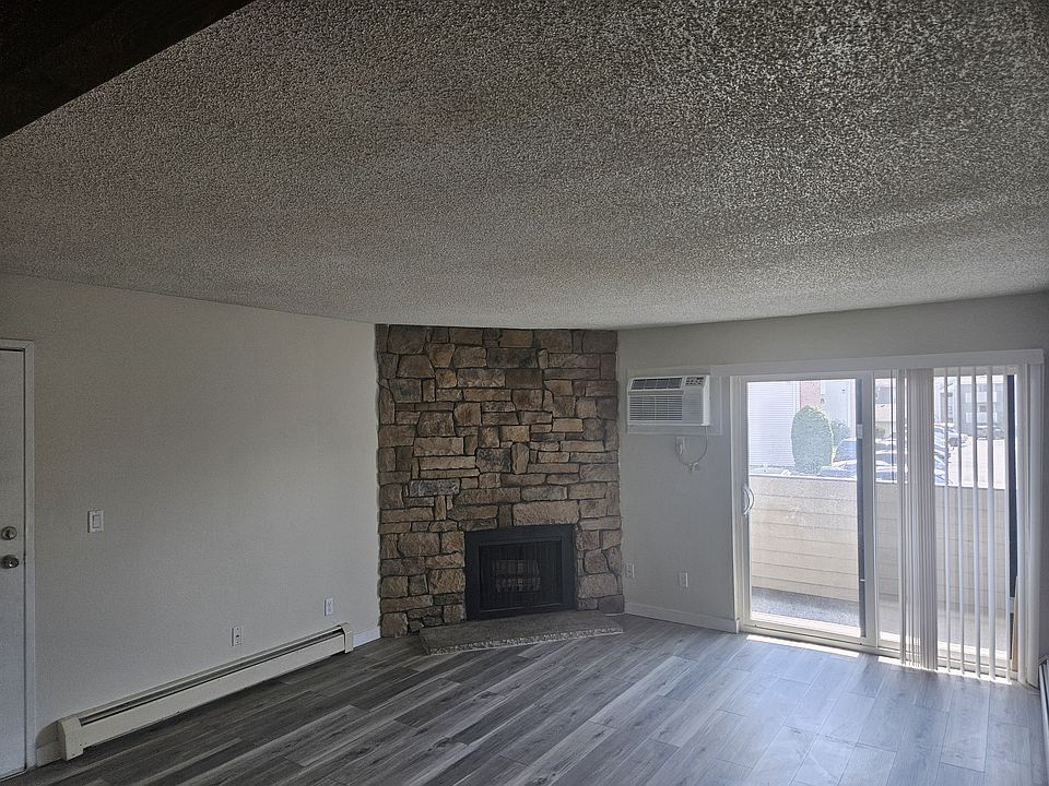 Living room, patio,wood burning fire place.