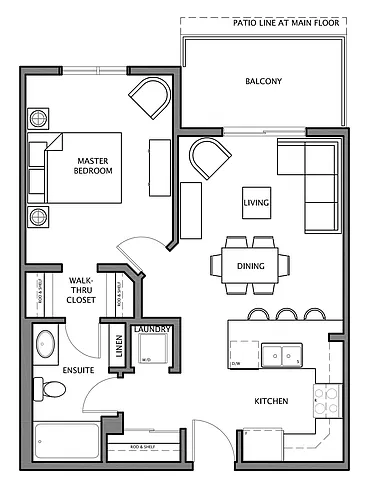 Floor plan 1 Bed 1 Bath B