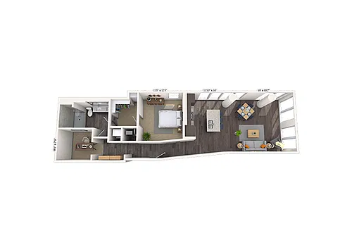 Floor plan Traditional 1x1 1013 SF