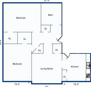 Floorplan, all sizes are estimates, may not be to scale