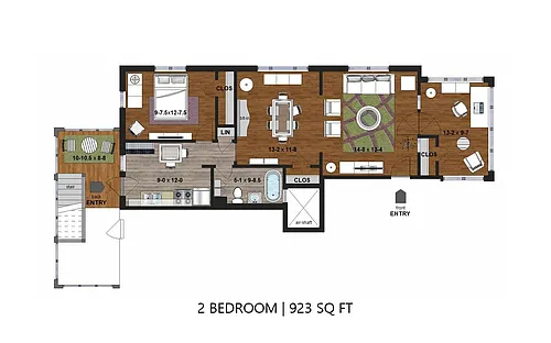 Floor plan Hennepin - Two Bedroom