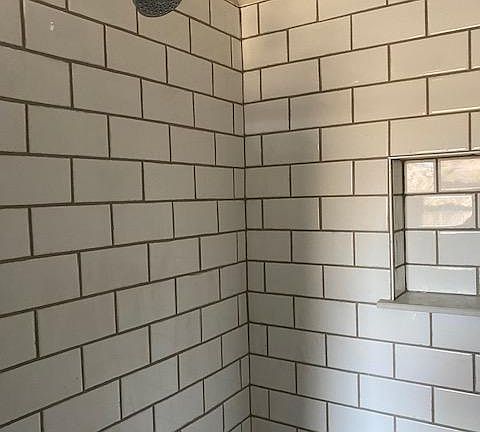 Newly tiled shower