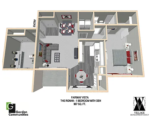 Floor plan One Bedroom with Den