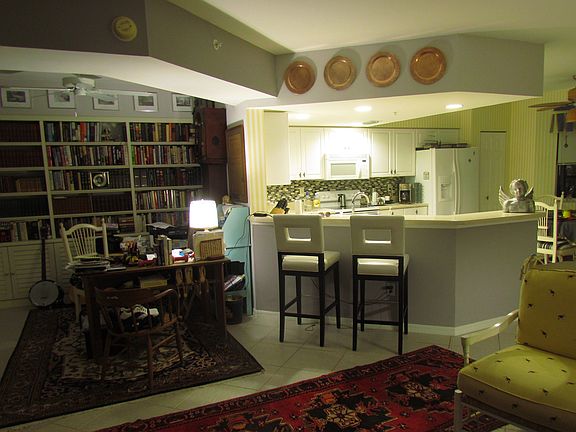 View of kitchen and den