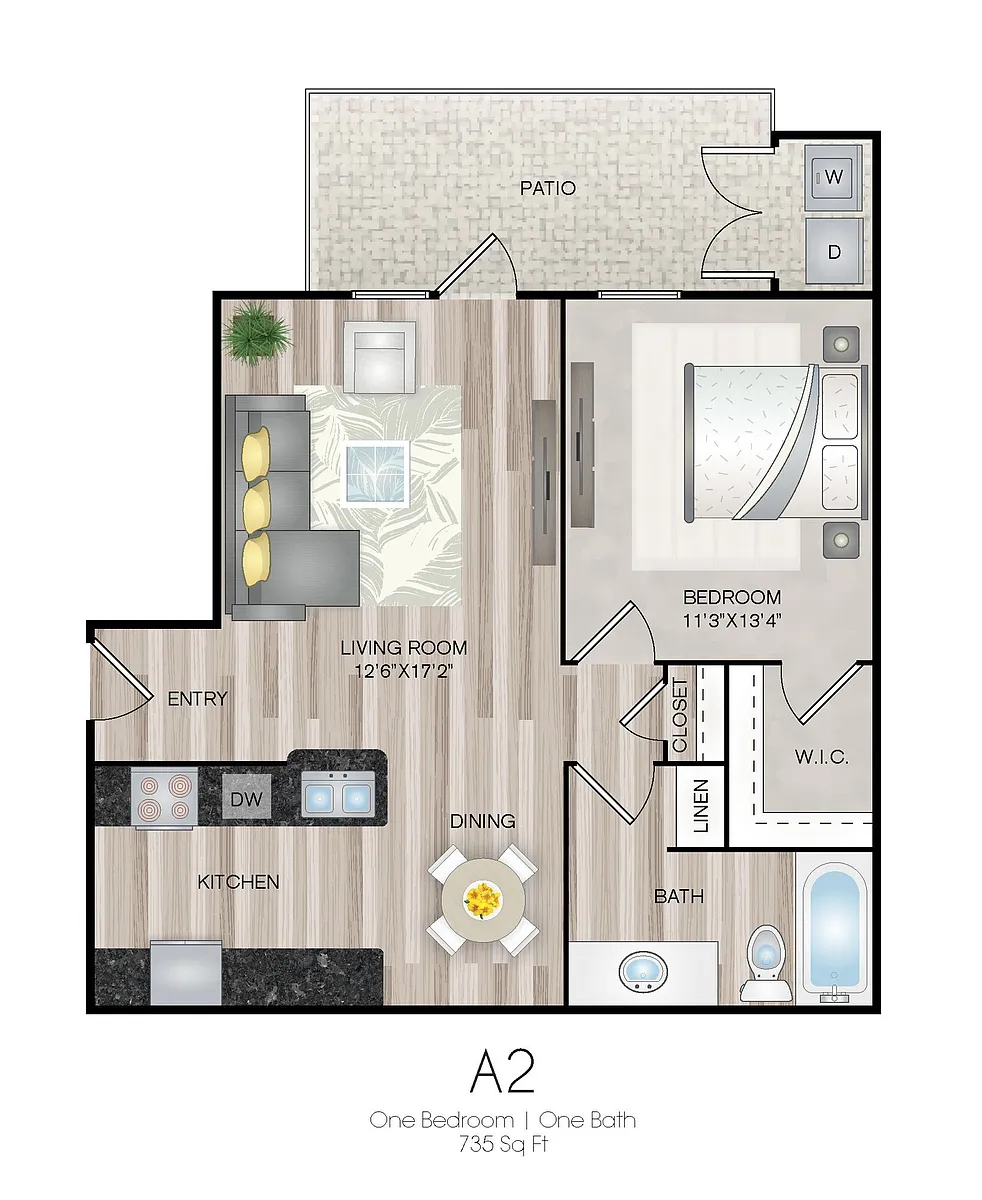 Floor plan A2 - 1X1