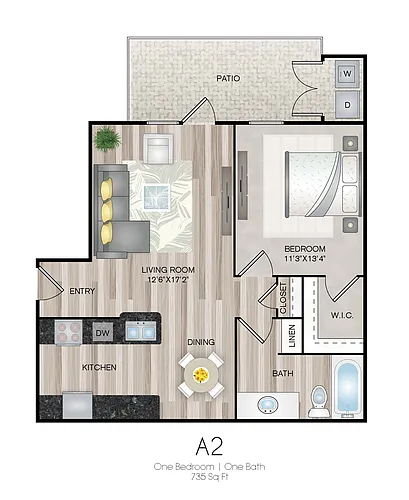 Floor plan A2 - 1X1