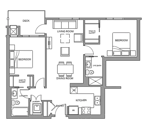 Floor plan 2 Bed 2 Bath E