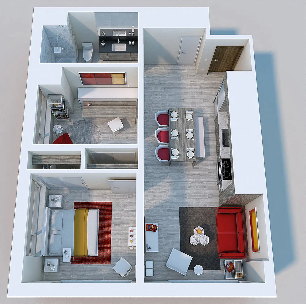 Floor plan 2 Bed, 1 Bath Penthouse