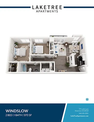 Floor plan 2 Bed 1 Bath