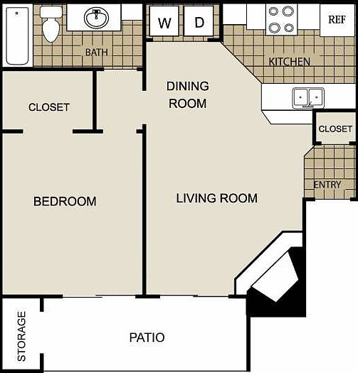 621 sq.ft. plus patio