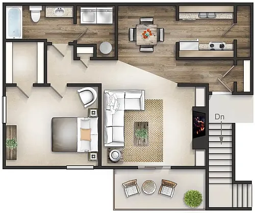 Floor plan 1BR 1Bath