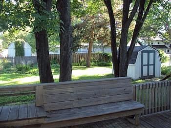 Backyard, deck and shed.