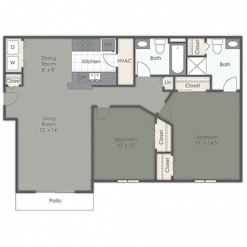 Floor plan C - Two Bedroom, Two Bath