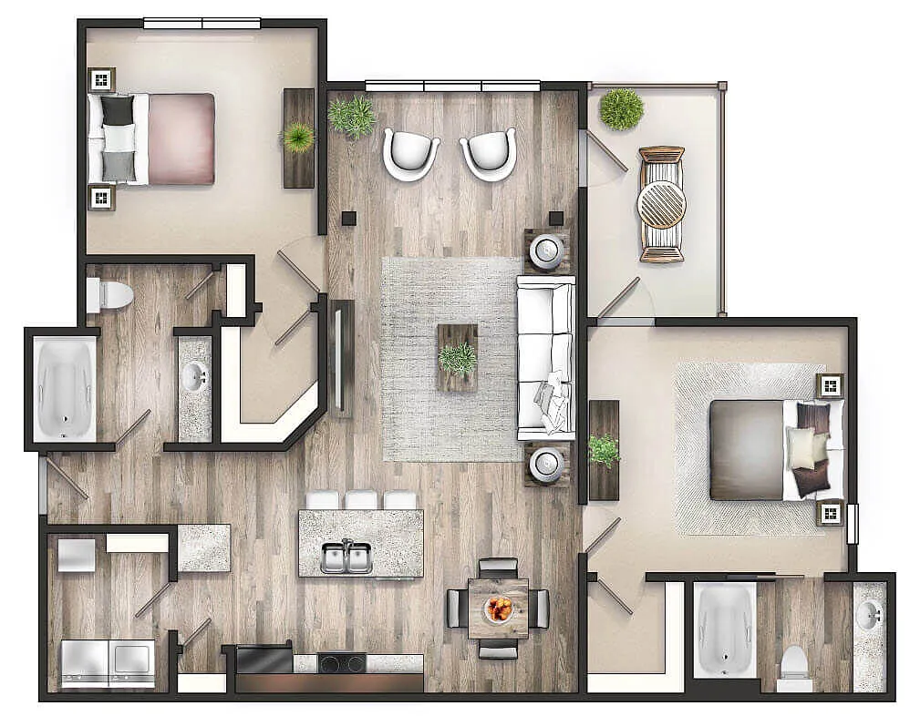 Floor plan The Cobblestone with Sunroom and Patio