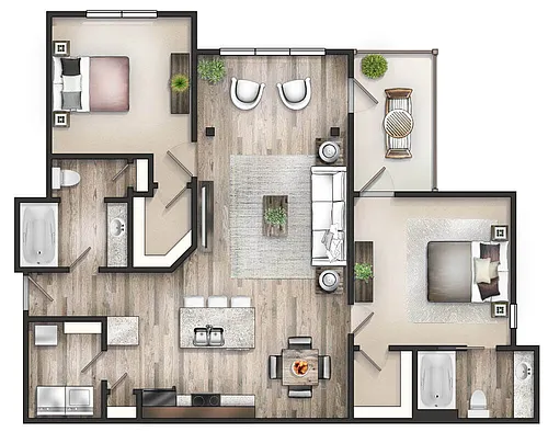 Floor plan The Cobblestone with Sunroom and Patio