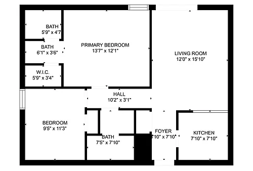 Floor plan 2 bedroom 2 bath Renovated