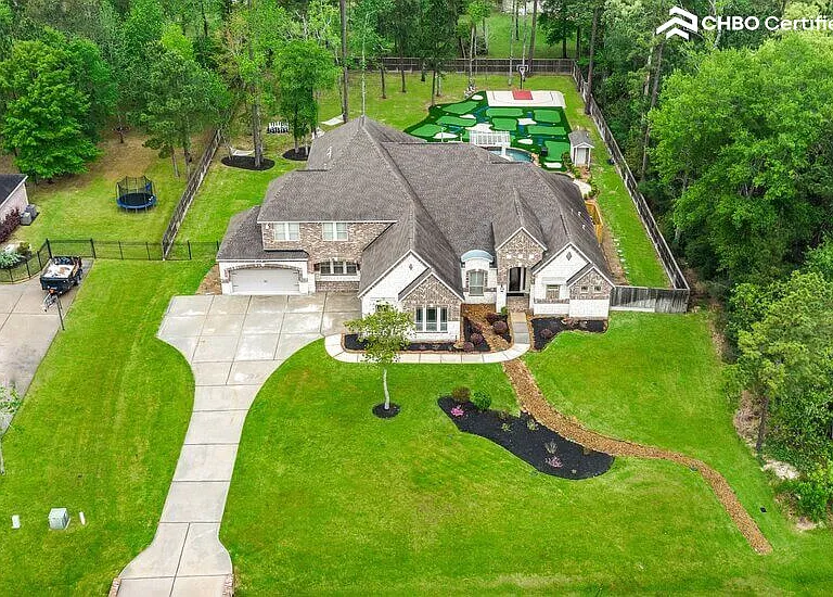 Aerial view of grand estate