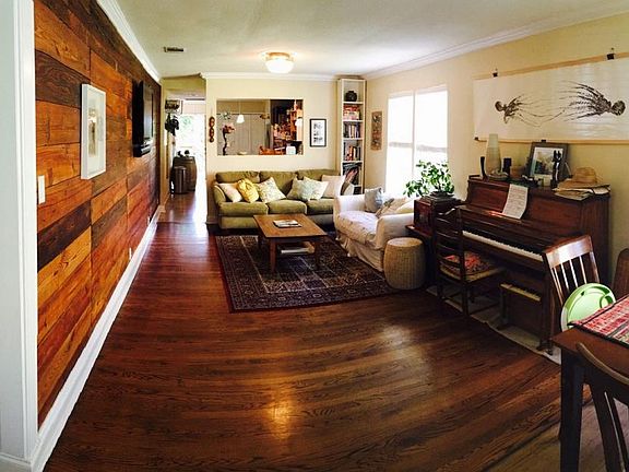 living room with shiplap wall (newly done)