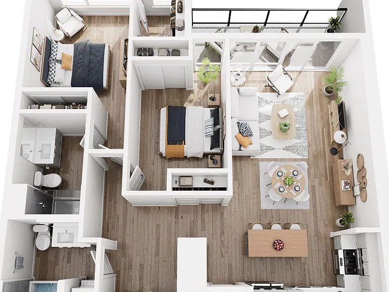 2x2 Penthouse C floor plan Willow