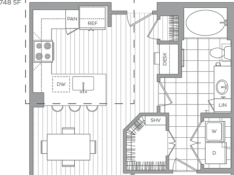 D: 1 bed / 1 bath D: 1 bed / 1 bath