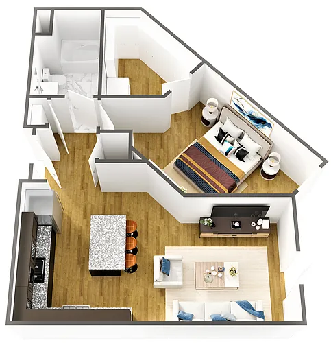 Floor plan One Bedroom - Polka Dots and Moonbeams