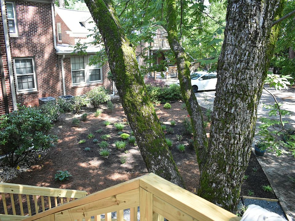 View from front landing of stairs Unit Pecan tree