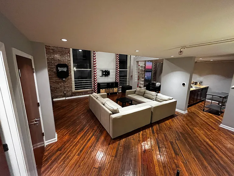 Lower level living space (view upon entry to unit)
