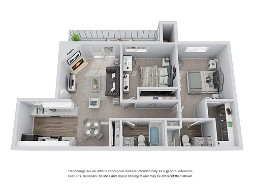 Floor plan B2: 2 Bed 2 Bath