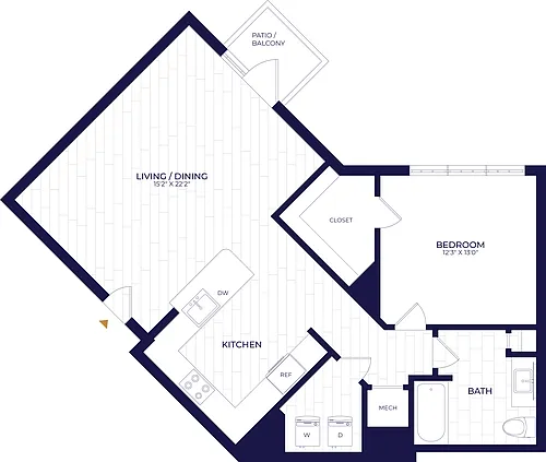 Floor plan 1 Bed/1 Bath-A6