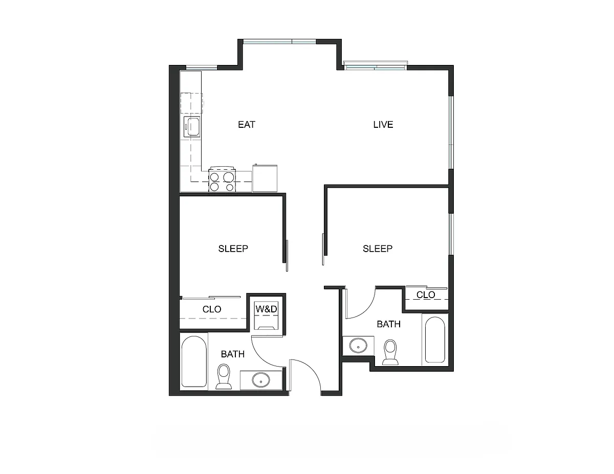 Floor plan 1x1 + Den - A1 - Iron Flats